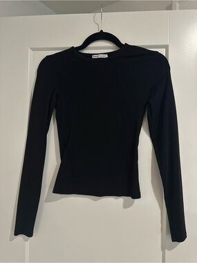Bershka Black Long-Sleeve Crewneck Top